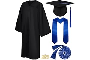 Syhood 4 Pieces 2025 Unisex Graduation Matte Gown Cap Tassel Stole Set Honor Cord for Graduation