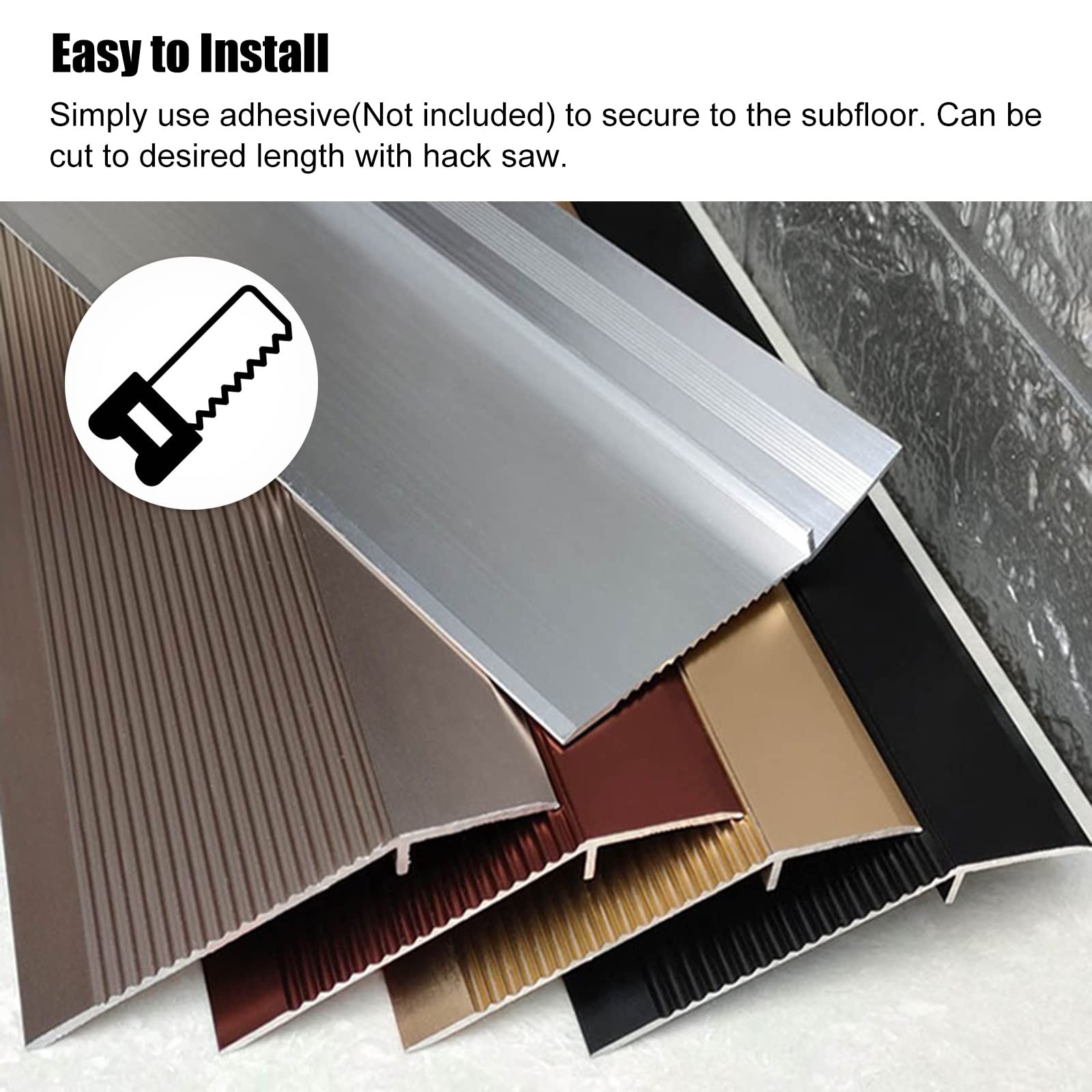 Aluminum Floor Transition Strip - 8.8ft T-Molding For Floor Gaps & Joints (White)