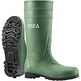 HISEA Men's Steel Toe Rain Boots PVC Rubber Boots, Waterproof Garden Fishing Outdoor Work Boots, Durable Slip Resistant Knee Boots for Agriculture and Industrial Working