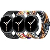 Huadea 3 Pack Braided Stretchy Bands Compatible with Samsung Galaxy Watch 8 Band 40mm 44mm/Galaxy Watch 8 Classic 46mm, Adjustable Soft Nylon Solo Loop Elastic Sport Strap Wristband for Women Men