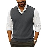 Moda Viva Mens V Neck Sweater Vest, Fall Pullover Sweater Vests, Lightweight Sleeveless Knit Vest