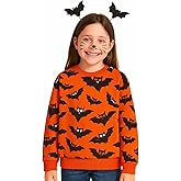 HILEELANG Young Girl Sweatshirts Halloween Christmas Cotton Crewneck Long Sleeve Pullover Tops