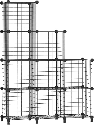 AWTATOS Cube Storage Unit 9 Cube Wire Shelves Black USCIH09BE