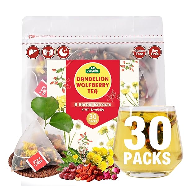 FANGKIC 30 PACKS ORGANIC DANDELION ROOT TEA BAG,...