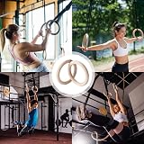 LIFERUN Gymnastics Rings 32mm Wood Rings with Adjustable Nylon Straps Pink view 5