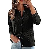 Ivicoer Cardigan Sweaters for Women Cable Knit Long Sleeve Open Front Cardigan Crewneck Trendy Clothes S-XL