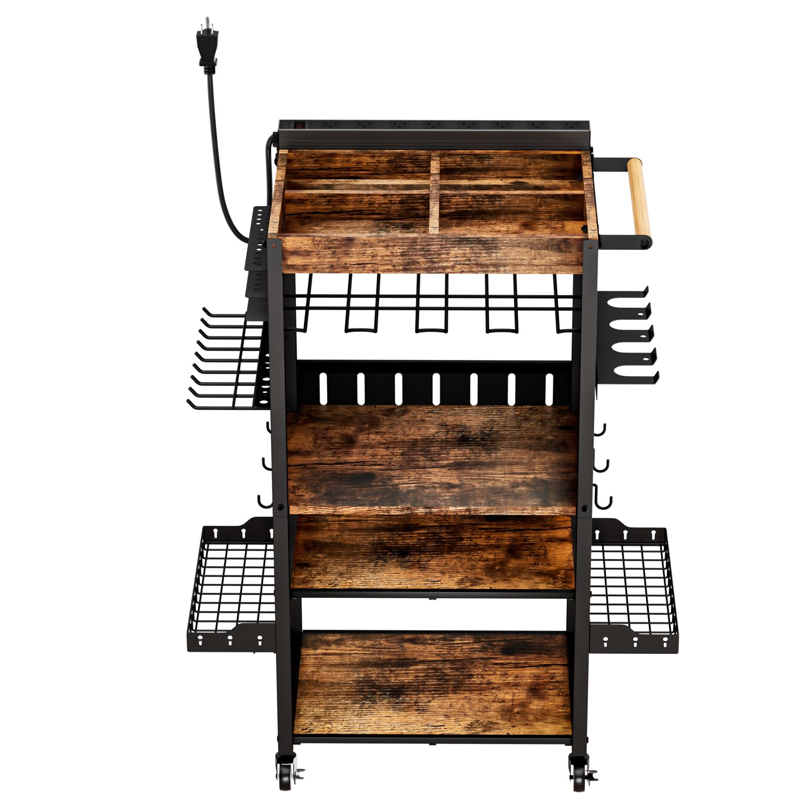 Photo 1 of CasaDolce Heavy-Duty Power Tool Organizer with Charging Station,Premium Thickened Wood Panels,Tool Organizer 5 Layers + 5 Side Hooks Lntegrated Design Tool Organizers and Storage