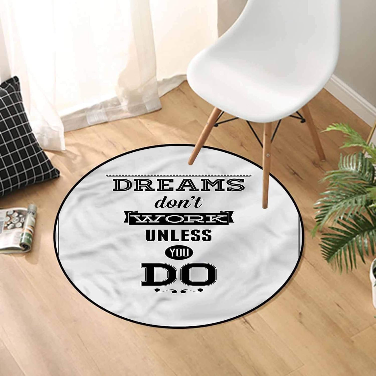 Motivational Area Rug Alfombra de 91 cm, diseño con texto en inglés "Future Goals"