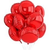 20PCS Red Round Shaped Balloons, 18 Inch Round Foil Balloon, Round Aluminum Foil Helium Balloons For Birthday Valentine's Day Party Wedding Bridal Shower Anniversary Festival Celebration Decorations