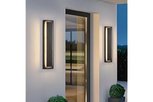 tewei 23.6 Inch Modern Outdoor Wall Sconce, Long Black LED Exterior Lighting Fixtures, Modern Large Outdoor Front Porch Lights Outside Wall Mount Lights for House, Warm White 3000K, 2 Pack