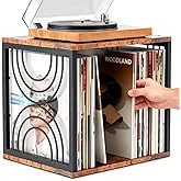 Wood Vinyl Record Storage,DIY Stackable Record Holder,Holds 80-100 LPs | Retro Vinyl Holder, Visualize Album Crate Cube,Top Supports Turntable in Bedroom Living Room Music Corner for 7/10/12In