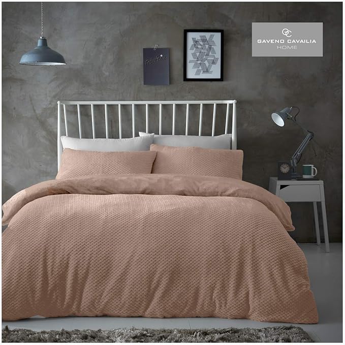 Gaveno Cavailia Popcorn Single Duvet Set Mink, Waffle Weave