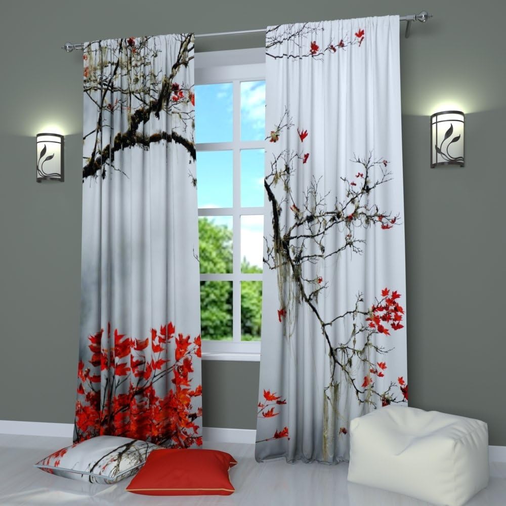 Amazon Com Black And White Curtains Window Panels Print Asian