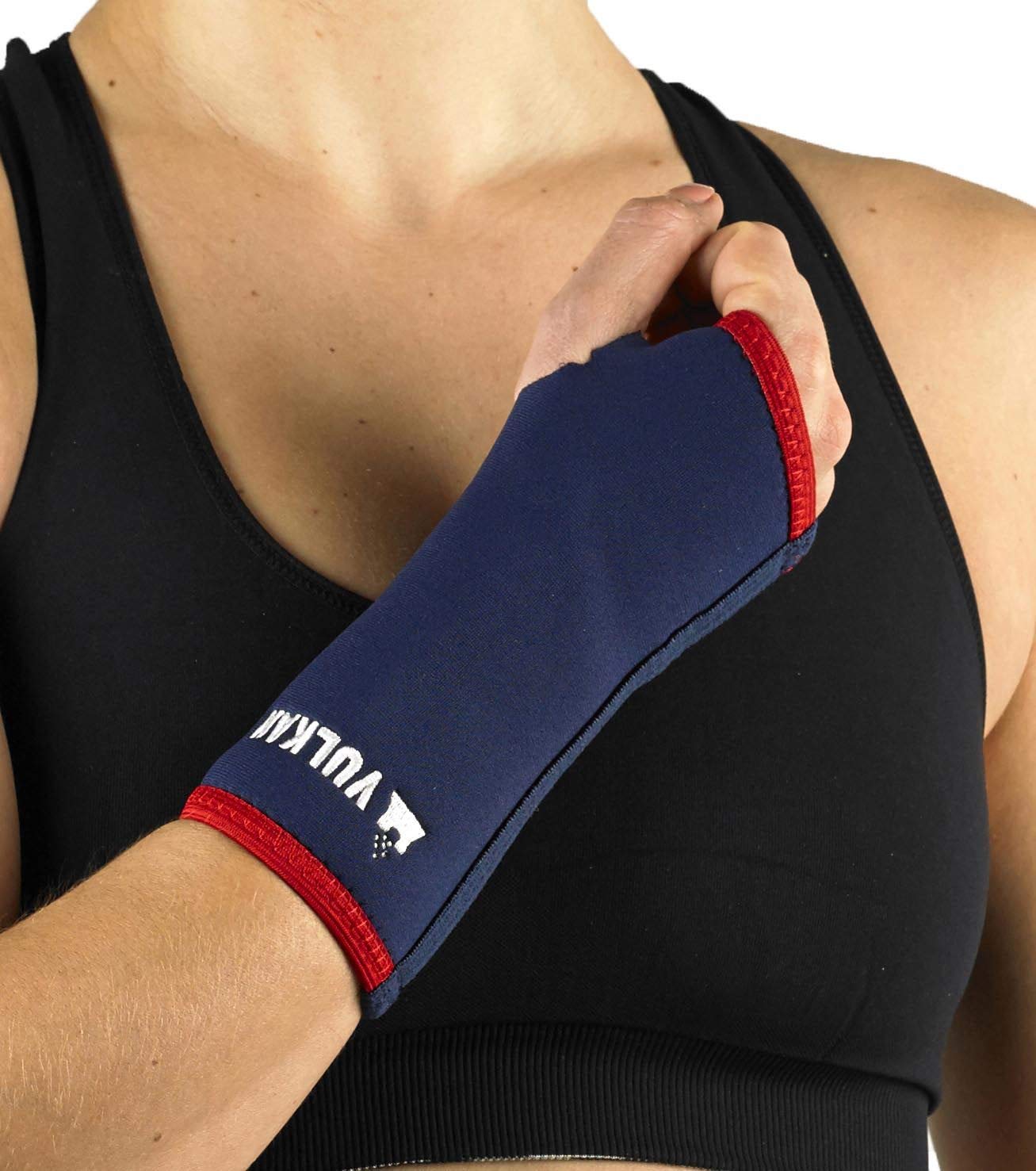 Vulkan Wrist Long Universal Neoprene Support - Navy Blue/Red, Medium