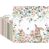 Fitumiw 80Pcs Spring Easter Bunny Paper Napkins Cute Rabbits Disposable Napkin Bunny Printed Decorative Napkins Party Supplies Table Decor
