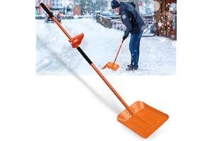 Snow Shovel for Driveway, Ergonomic Snow Shovel for Removing Snow & Ice with 70in Long Adjustable Handle, Heavy Duty 13inch W