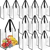 Dyrfolm 12 Pack Clear Tote Bags, Stadium Approved, Plastic Tote Bags with Handle, Transparent Plastic Tote Gift Bags for Work, Sports, Shopping, Beach, Concerts (12x12x6 Inch)
