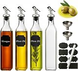 WERTIOO 4 Pack Olive Oil Dispenser Bottles, 500ml Glass Set with Funnels view 1