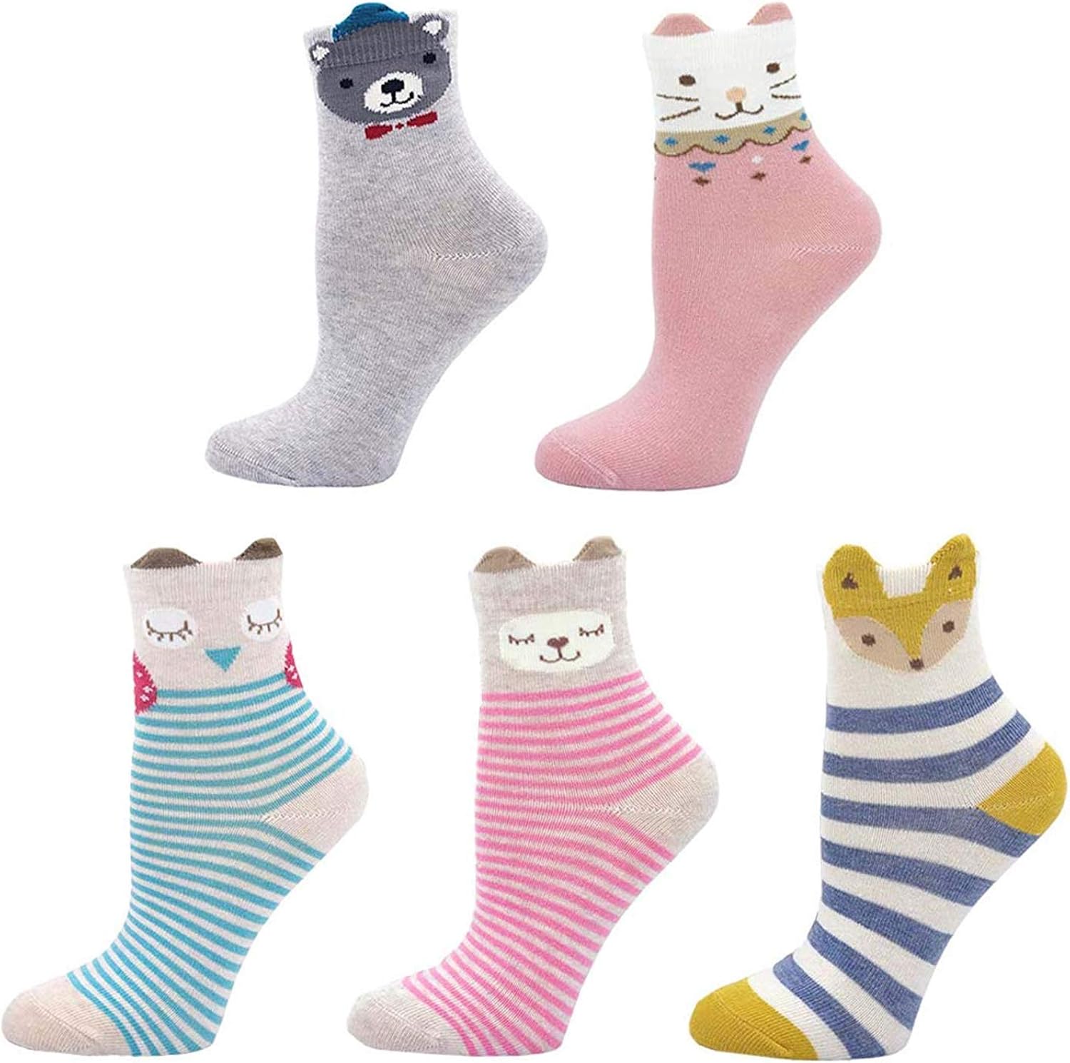 Girls Socks Cotton Rich Socks for Kids Cute Animal Pattern Novelty