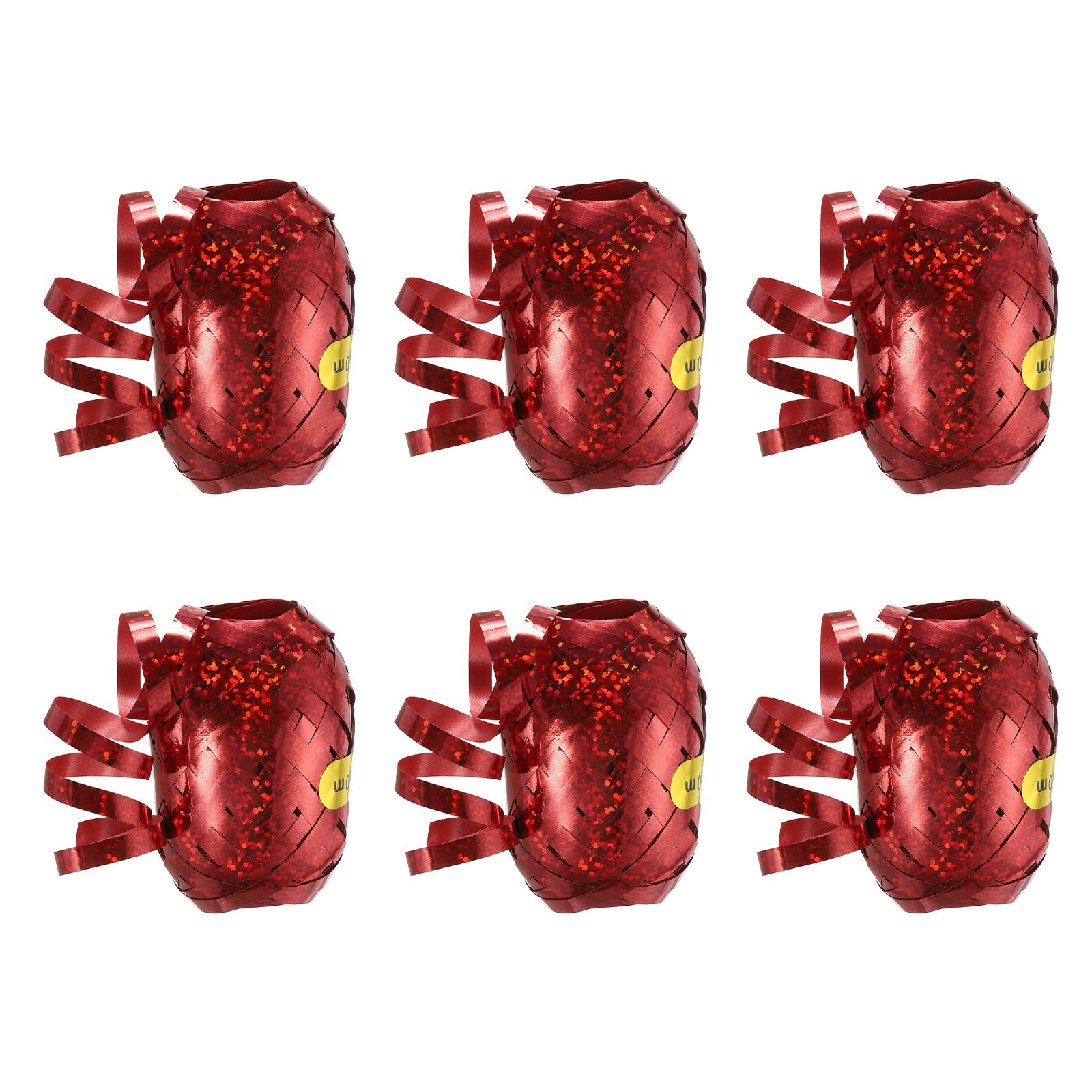 PATIKIL 6pcs Curling Ribbon Crimped Balloon String 5mm Laser Metallic Shiny 10m for Christmas Wedding Gift Crafts Florists Decoration Red