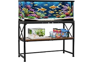 RANXFLOAT 30 Gallon Fish Tank Stand, Aquarium Stand with 2-Tier Storage Shelves, Rustic Brown Metal Frame Turtle Tank,Adjustable Height Design (30 Gallon)