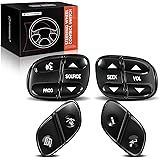 A-Premium 4-PC Steering Wheel Radio Volume Control Switch Button Compatible with Chevy, GMC, Cadillac & More - Silverado, Tah