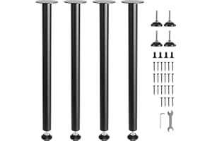 VEVOR 28 Inch Adjustable Desk Legs, Reinforced Steel Office Table Furniture Legs Set of 4 for DIY, 1200 lbs Load Capacity Heavy Duty Desk Legs, Quick Instalation Legs with Adjustable Foot Cup Black