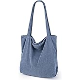 Iioscre Corduroy Tote Bag for Women,Hobo HandBags with Zipper,Large Capacity Casual Shoulder Handbags with Inner Pockets
