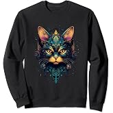 Hypno Cat with Steampunk elements colorful Hypnotic Sweatshirt