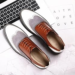 Men's Two Tone Patchwork Brogue Oxfords Shoes