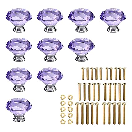 Baby Nursery Decor 10 Pcs Purple 40mm Flat Round Crystal Glass
