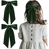 2PCS Green Velvet Hair Bows Hair Clips 5" Big Fall Alligator Clips Hair Accessories for Women Girls Toddlers Kids