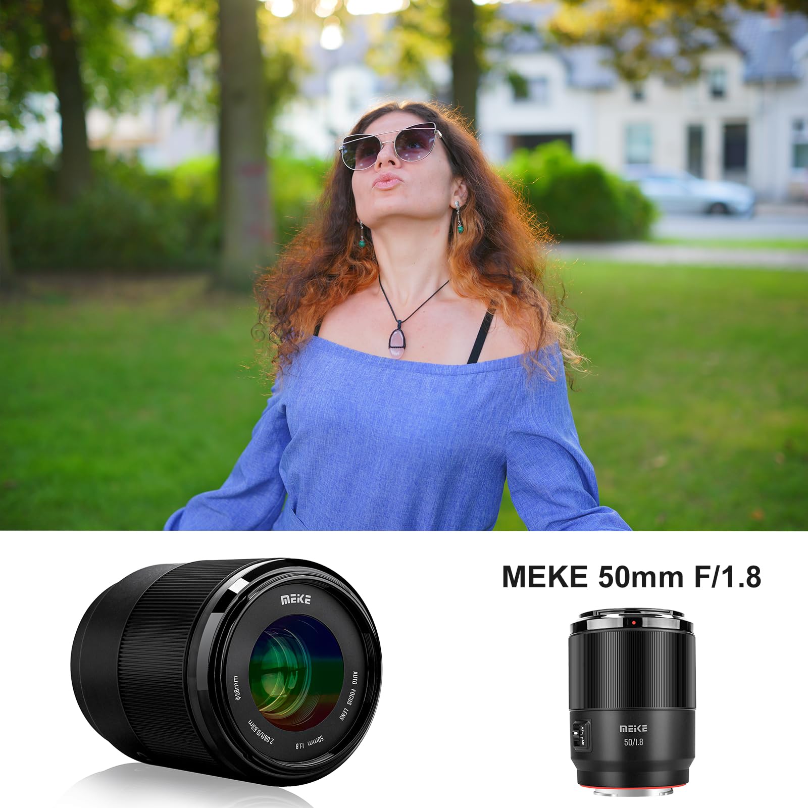 Meike 50mm F1.8 Full Frame AF STM(Stepping Motor) Lens Standard Aperture Auto Focus Fixed Prime Portrait Lenses for Sony E Mount Mirrorless Cameras A9 A7III A7II A7 A7R3 A7R4 A6500 A6300