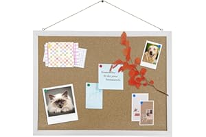 BGJRBY Cork Board Bulletin Board, 15.7"X 12" Cork Board, Rectangle White Oak Wood Finish Frame, Wall Mounted Cork Board for Office Home and School(Pins, Eye Bolts, gaskets, Screws)