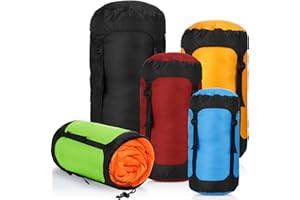 GliCraft 5 Pcs Compression Sacks for Backpacking 5L/10L/15L/20L/35L Camping Sleeping Bag Stuff Sack Water Resistant Sleeping Bag Storage Sack for Space Saving Hiking Gear