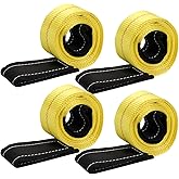 TOPZEA 4 Pack Lifting Sling Straps, 6 Ft x 2 Inch Heavy Duty Lift Rigging Strap Tree Saver Recovery Securing Straps, Nylon Flat Towing Web Sling Winch Strap for Trailer, Hoist, Truck, RV