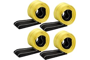 TOPZEA 4 Pack Lifting Sling Straps, 6 Ft x 2 Inch Heavy Duty Lift Rigging Strap Tree Saver Recovery Securing Straps, Nylon Fl