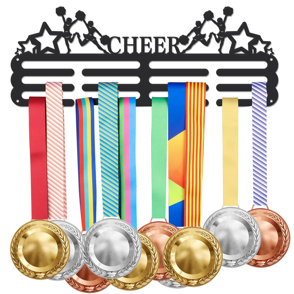 SUPERDANT Cheer Medal Hangers Cheerleader Medal Holder Personalised Medals Display Cheerleading Wall Mount Ribbon Rack for Awards Wall Hanging Cheerleader Girl Gifts