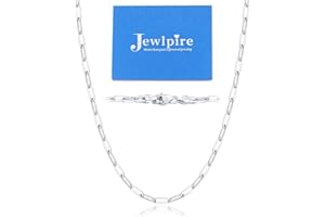 Jewlpire 14K Gold Plated 925 Sterling Silver Paperclip Chain Necklace for Women, 2.5mm 3mm Necklace for Women, Comfortable Women's Chain Necklaces 16 18 20 22 24 26 Inch