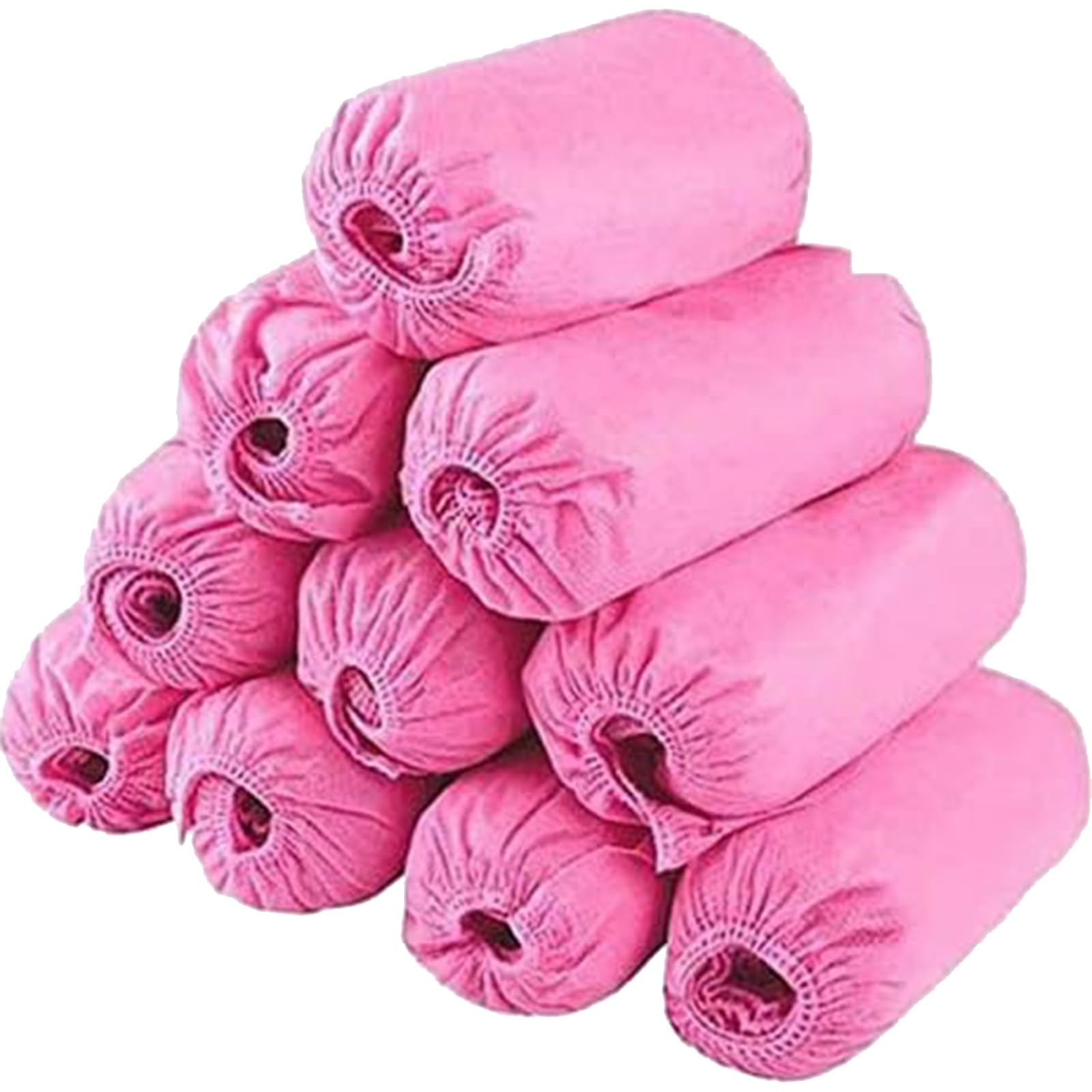 Photo 1 of Disposable Shoe Covers 100PCS Non-Slip Durable Indoor Boot Overshoes Protector Thicked Non-Woven Shoe Covers for Carpet Floor Protection Construction Offices One Size Fits All (Pink)