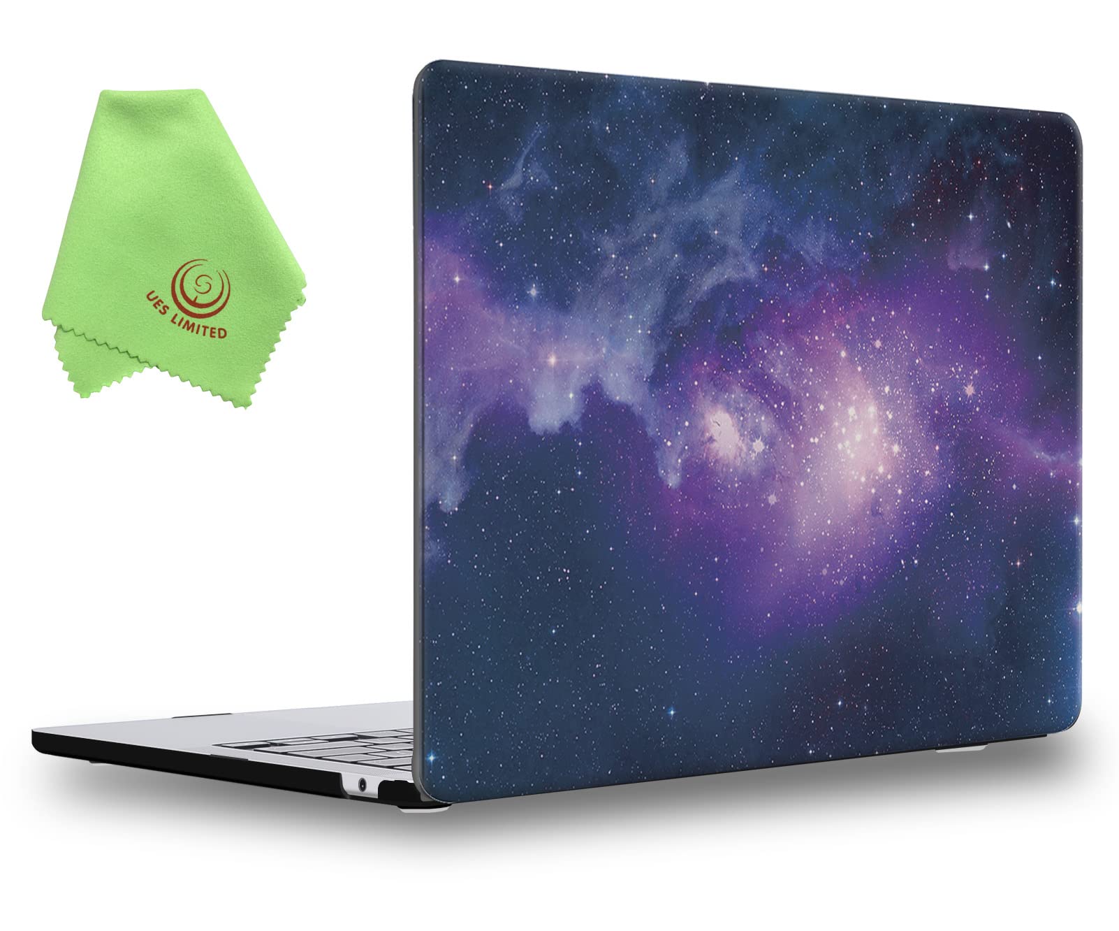 UESWILL Hard Case Compatible with MacBook Air 13.6 inch M2 2022 Model A2681 with Liquid Retina Display and Touch ID, Galaxy Pattern + Microfiber Cloth, Nebula/Purple