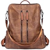 CLUCI Leather Backpack Purse for Women Convertible Large Travel Ladies Designer Fashion Casual College Shoulder Bag