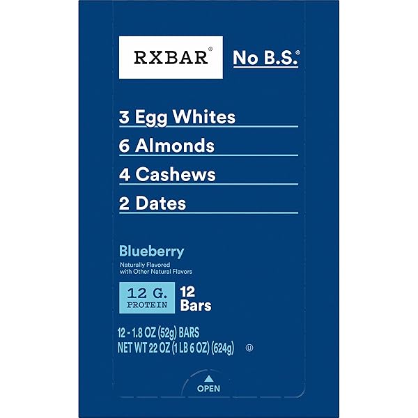 RXBAR PROTEIN BARS, PROTEIN SNACK, SNACK BARS, BLUEBERRY, 22OZ BOX (12 COUNT)