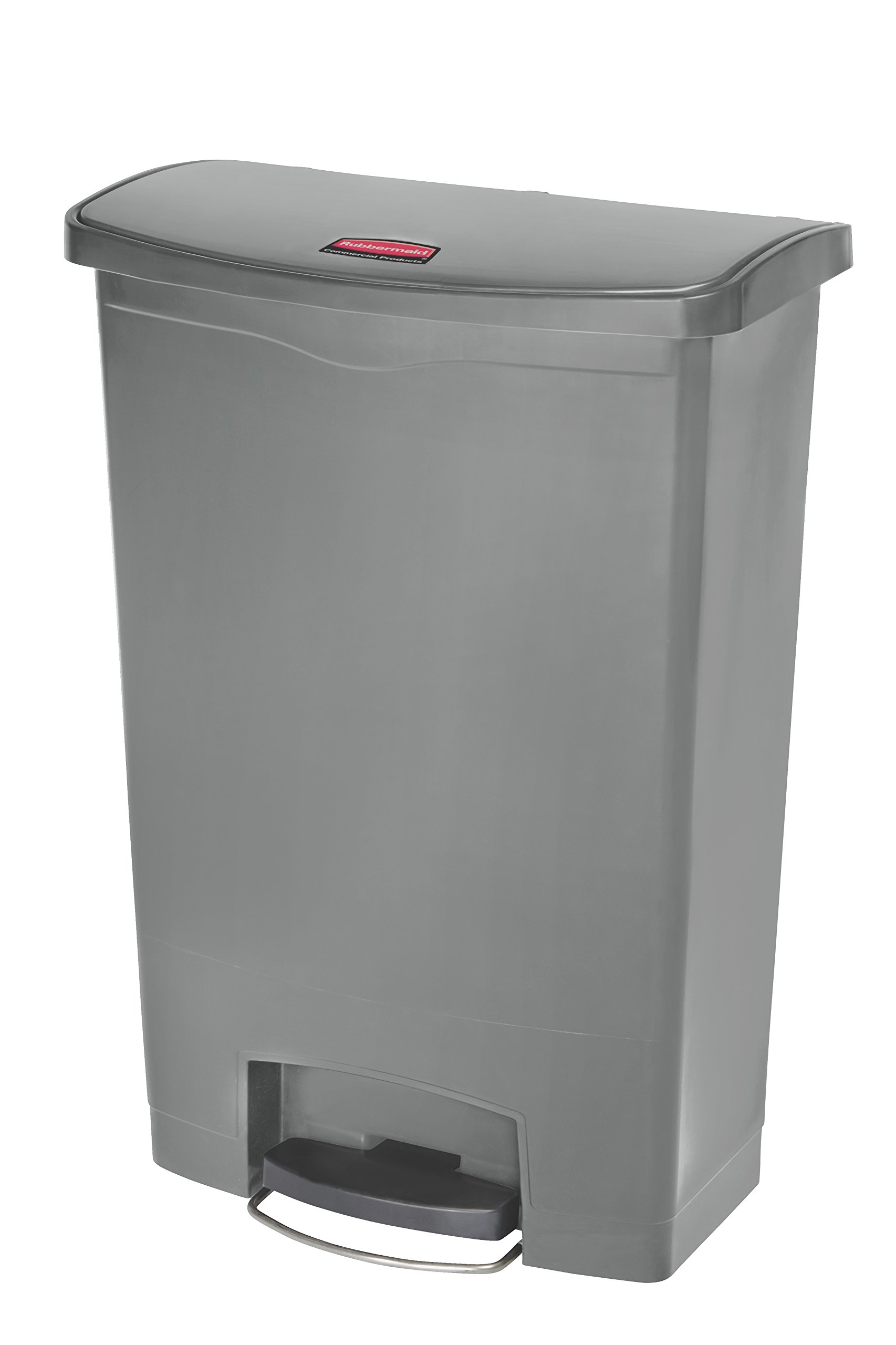 Rubbermaid Commercial Products Slim Jim Step-on Resin Front Step Waste Receptacle Bin 90 Litre Grey 1883606