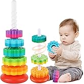 GKKBSJ Baby Spinning Stacking Toys for Toddlers 1-3, Spinner Ring Stacker, Montessori Toys for Babies 6-12-18 Months, Autism Sensory Learning Toy, 1 2 3 Year Old Girl or Boy Christmas Birthday Gifts