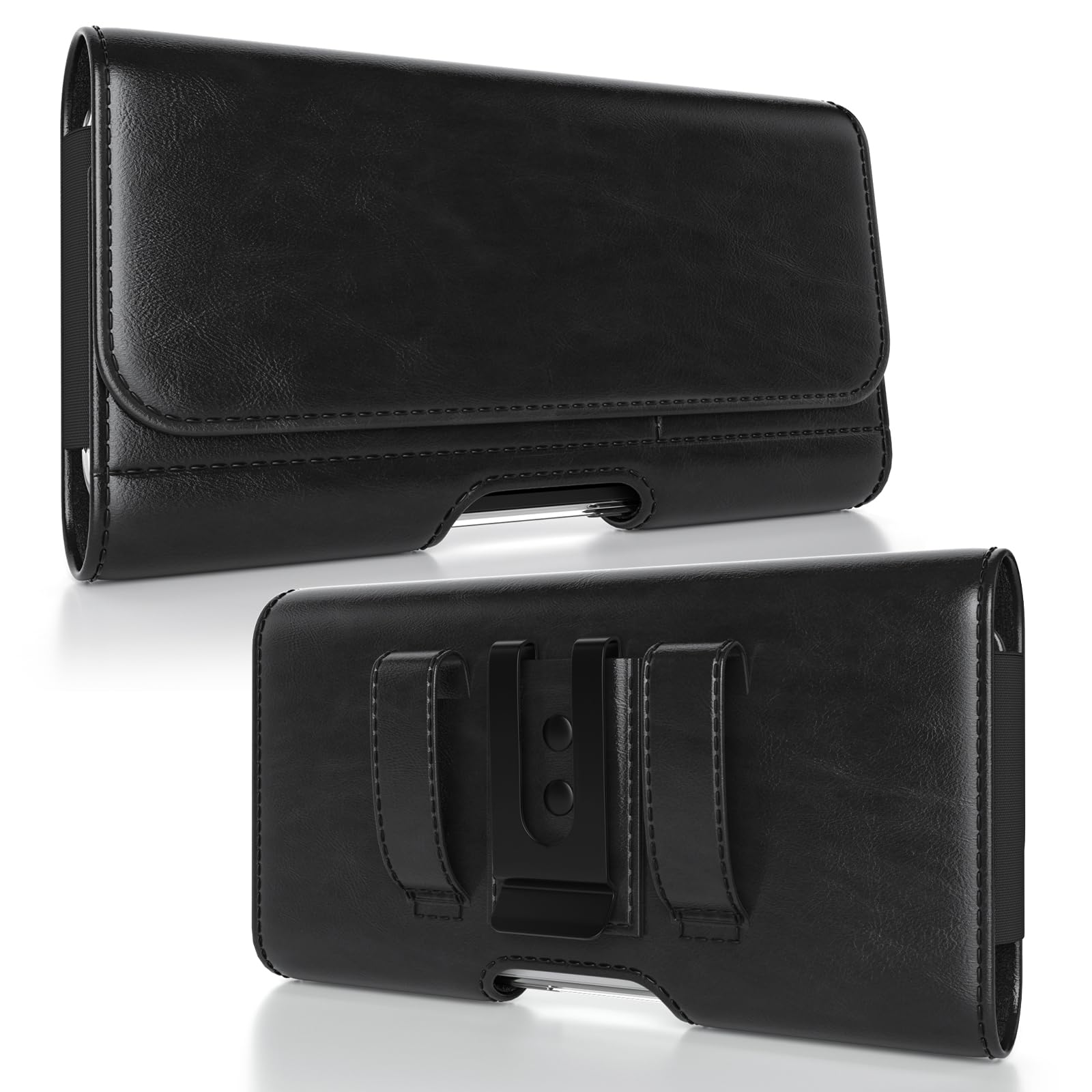 Magnetic Closure Holster for Samsung Galaxy S26, S25, S24, S23, S22, S21, S20 - Leather Belt Case with Metal Clip & Buil-in Card Holder, Premium Pouch (Fits Armor Case)