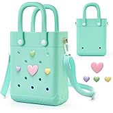 Mini Rubber Tote Bag with 4 Resin Charms Mini Crossbody X-Small Rubber Beach Bag