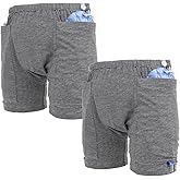 Lmaray 2-Pack Incontinence Shorts for Men with Integrated Catheter Leg Bag Support - Compatible with Nephrostomy, Foley, Suprapubic, and Biliary Catheters (M(Men's))