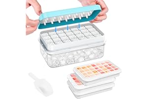 PHINOX Ice Cube Tray with Lid and Bin, 3 Pack Plastic Ice Cube Tray Molds, 84 pcs Ice Trays for Freezer, Chilling Drinks, Whi