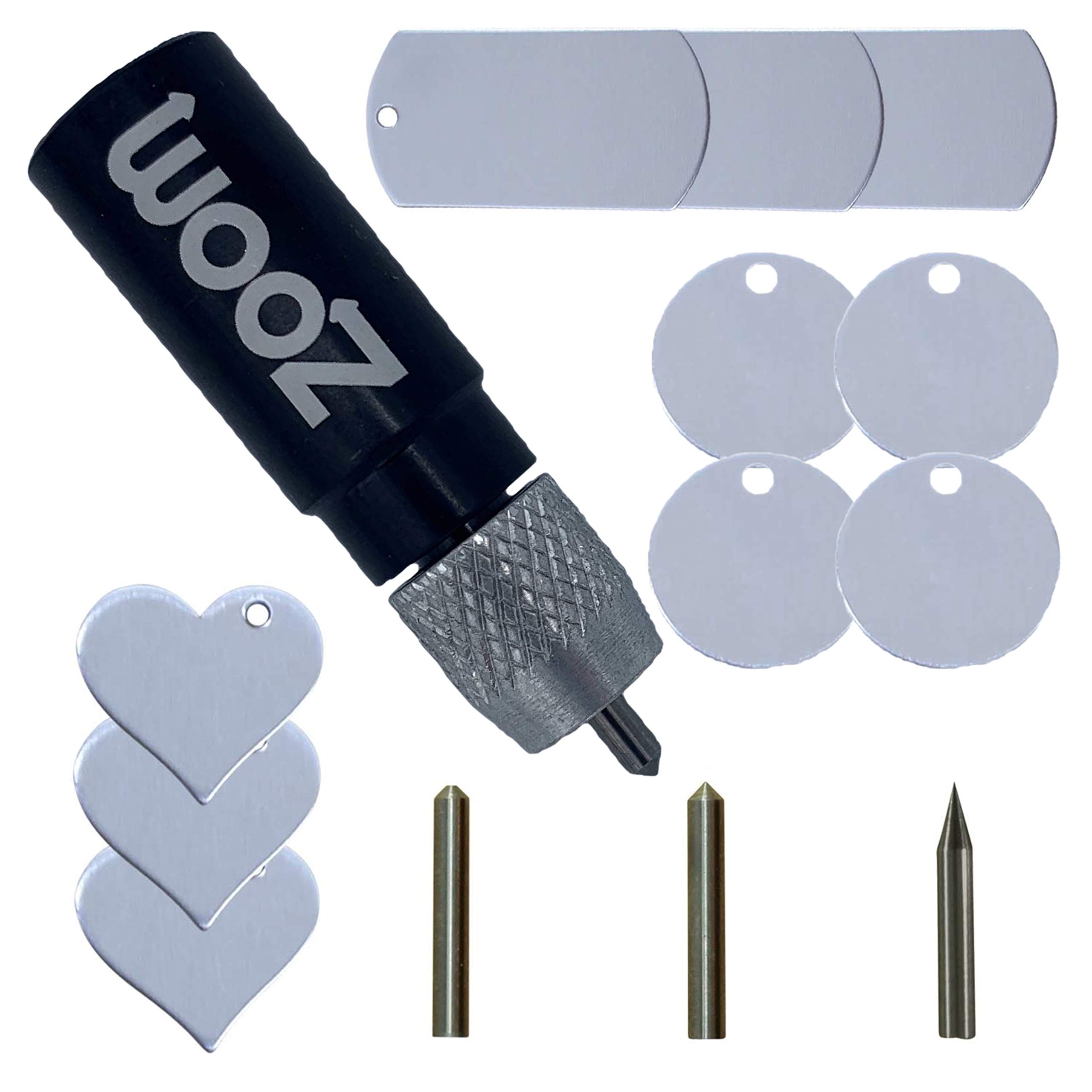 Silhouette 3-in-1 Etching/Engraving Tool Kit with Precision, Normal, and Blunt Tips and Metal Stamping Blanks for use in Cameo 1, 2, and 3, Curio, KNK, Gazelle, Pazzle, Xyron Wishblade
